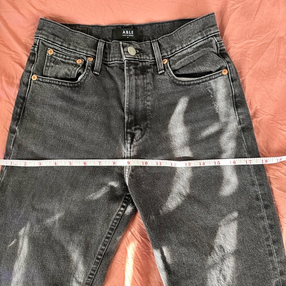 ABLE High Waist Straight Jean. Washed Black Denim. Size 26. - Picture 11 of 13